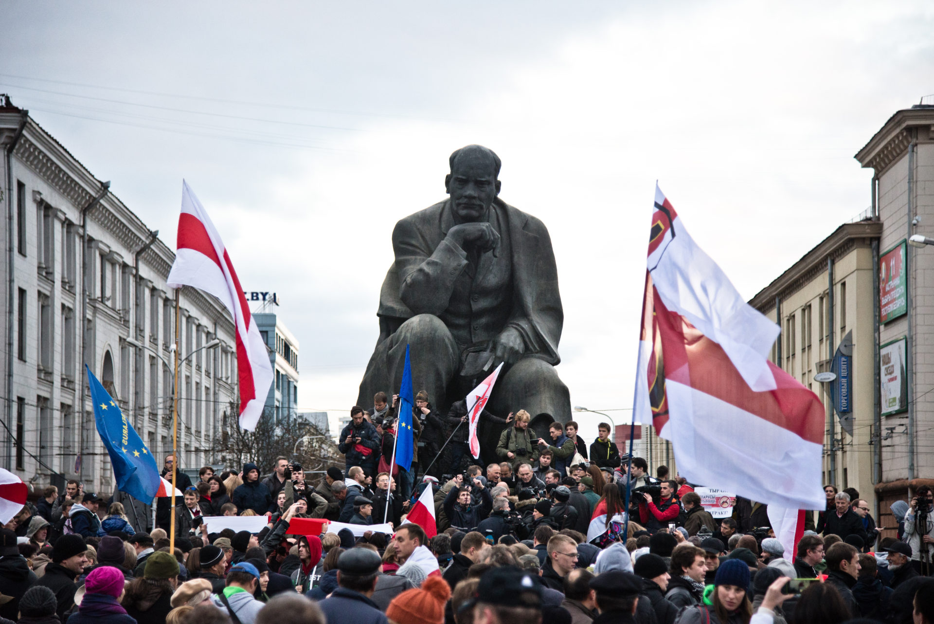 Opposisjondemonstrasjoner i Minsk, Belarus (Hviterussland) i 2015.